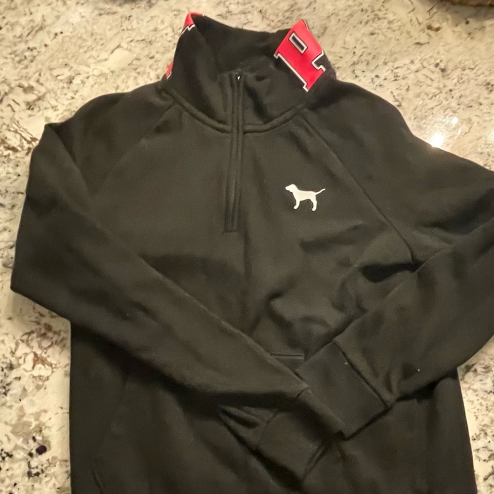 SOLD Victorias Secret Pink Black Quarter Zip Size Med